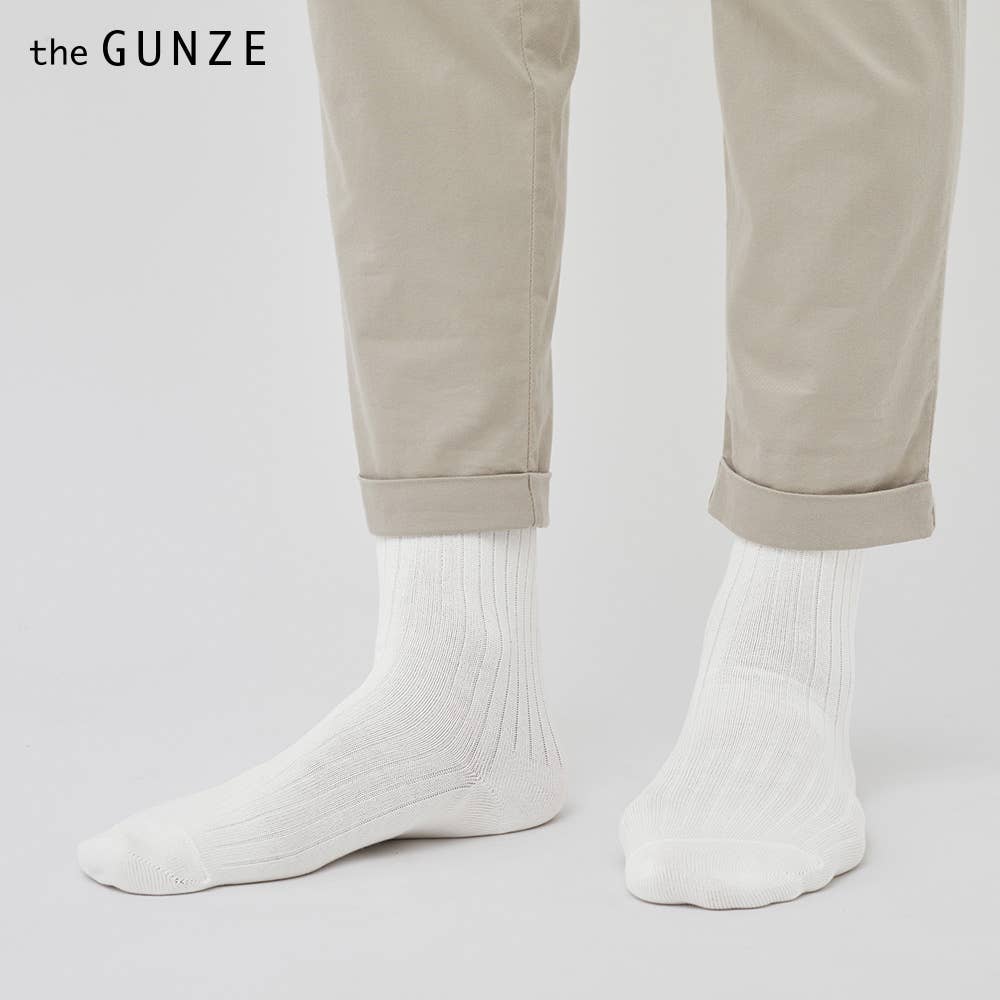 [100% cotton exterior] Men's ribbed socks